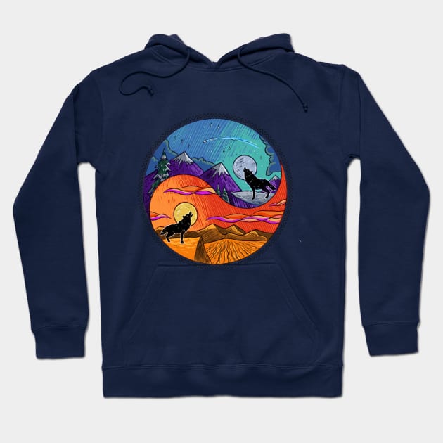 Wolves Yin Yang Hoodie by Robbgoblin